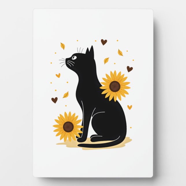 Cat Sunflower Christmas Tree Sun Flower Cat Lover  Plaque (Front)