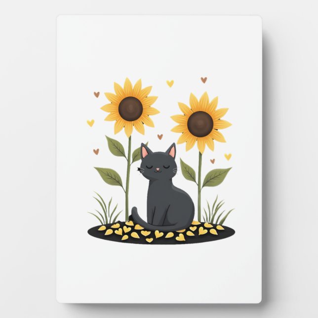 Cat Sunflower Christmas Tree Sun Flower Cat Lover  Plaque (Front)