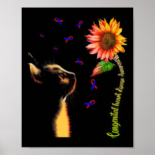 Cat Sunflower Congenital Heart Disease Awareness Poster