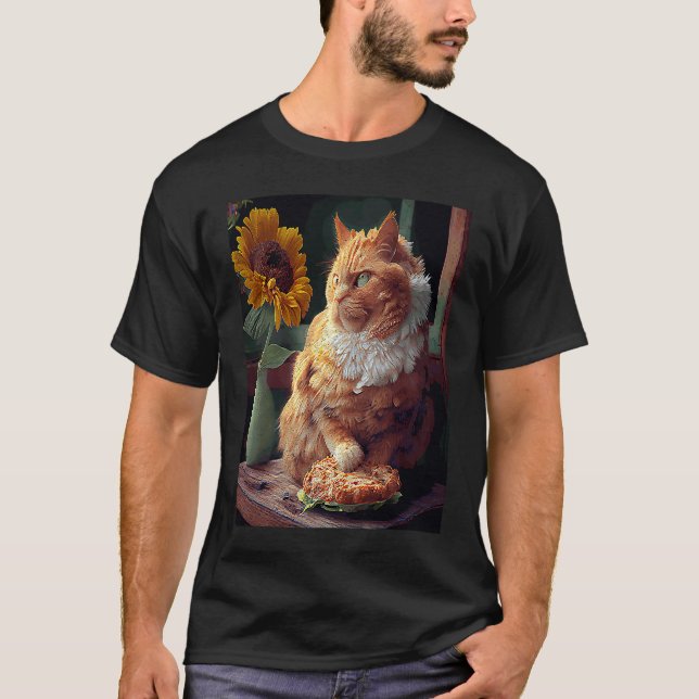 Cat Sunflower Fried Chicken T-Shirt (Front)