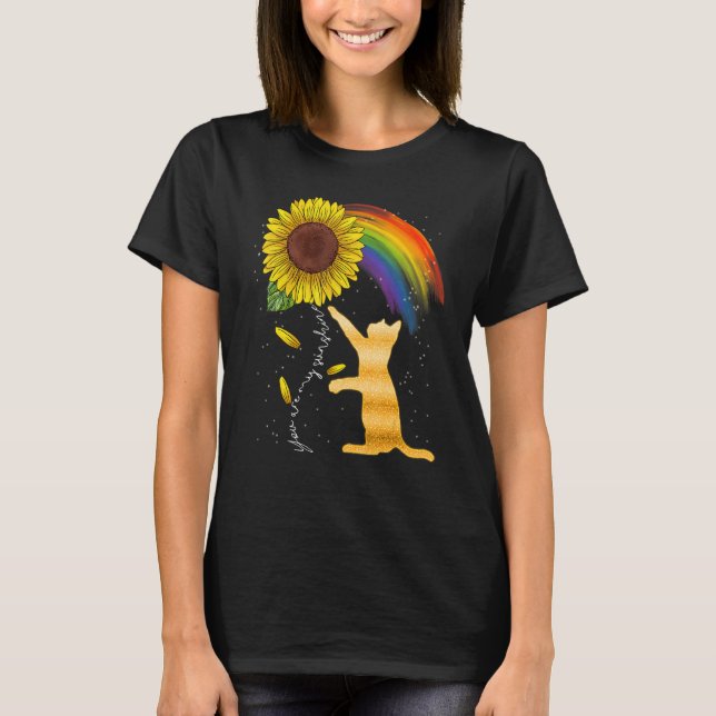 Cat Sunflower Rainbow For Cat  Cat Mom Women T-Shirt (Front)