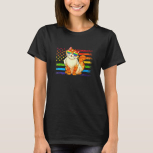 Cat Sunglasses Lgb Gay Rainbow Pride Flag Men Girl T-Shirt