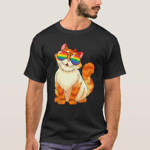 Cat Sunglasses Lgbt Gay Rainbow Pride Flag Men Gir T-Shirt