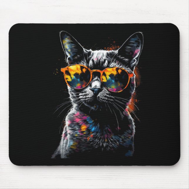 Cat Sungles - Pet Animal Art Cat  Mouse Pad (Front)