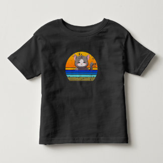 Cat Sunset Retro 80s Style | Vintage Gift Toddler T-Shirt
