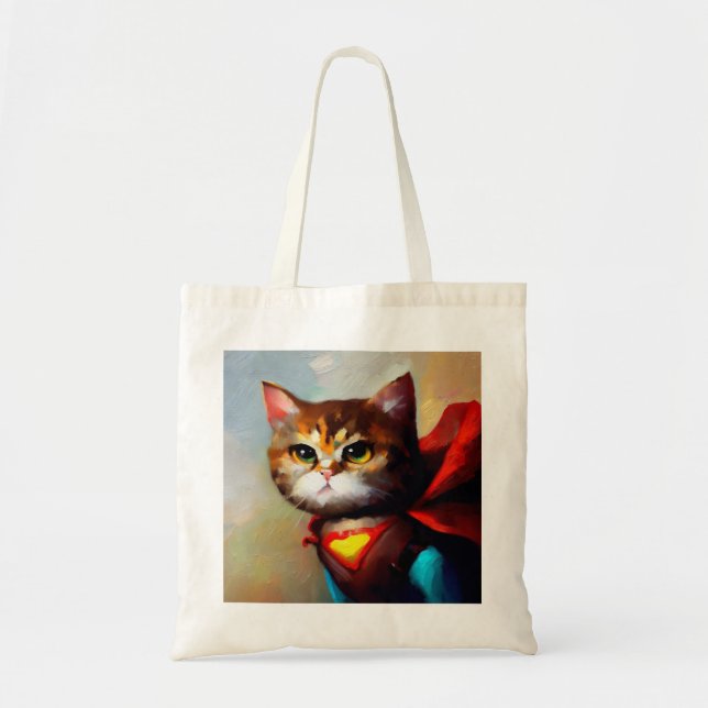 Cat Superhero Tote Bag (Front)
