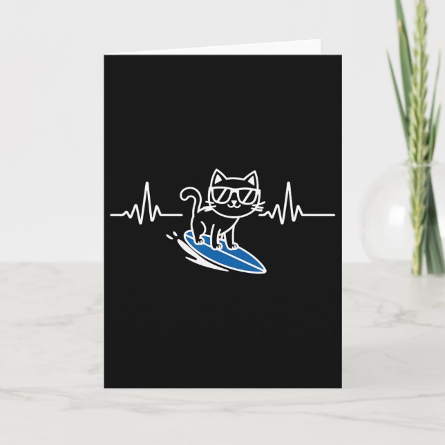Cat Surfing Funny Surfer Surfboard Surf  Card (Front)
