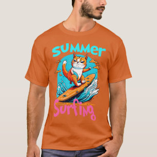 Cat Surfing Funny T-Shirt