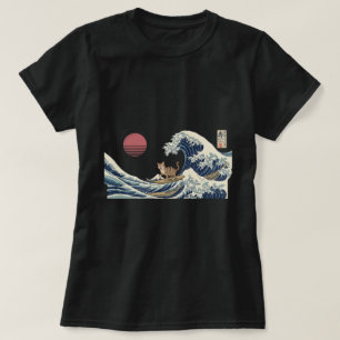Cat Surfing Great Wave Japanese Art T-Shirt