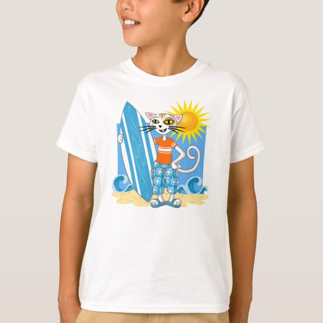Cat surfing T-Shirt (Front)