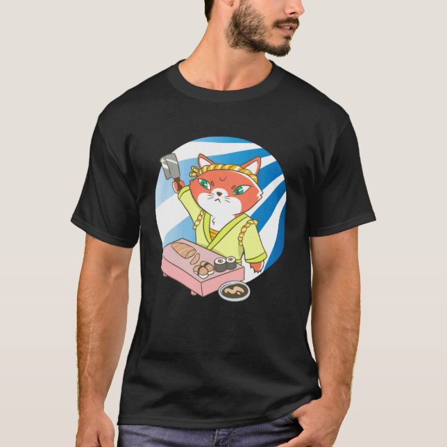 cat sushi fish china T-Shirt (Front)