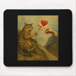 Cat Swatting God's Hand Hearts Faith Design Mouse Pad