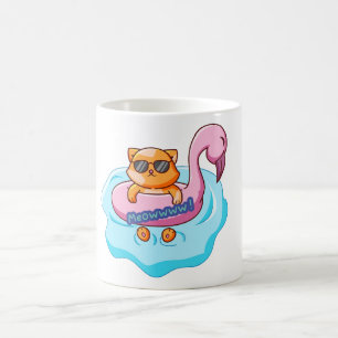 cat swimming pool summer vibes cat lover design coffee mug
