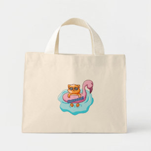 cat swimming pool summer vibes cat lover design mini tote bag