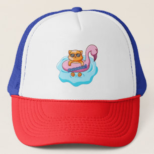 cat swimming pool summer vibes    cat lover design trucker hat