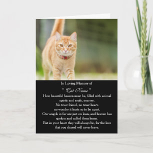 Cat Sympathy Card Personalised photo Pet Memorial