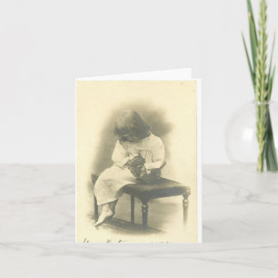 Cat Sympathy Card With Girl