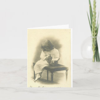 Cat Sympathy Card With Girl