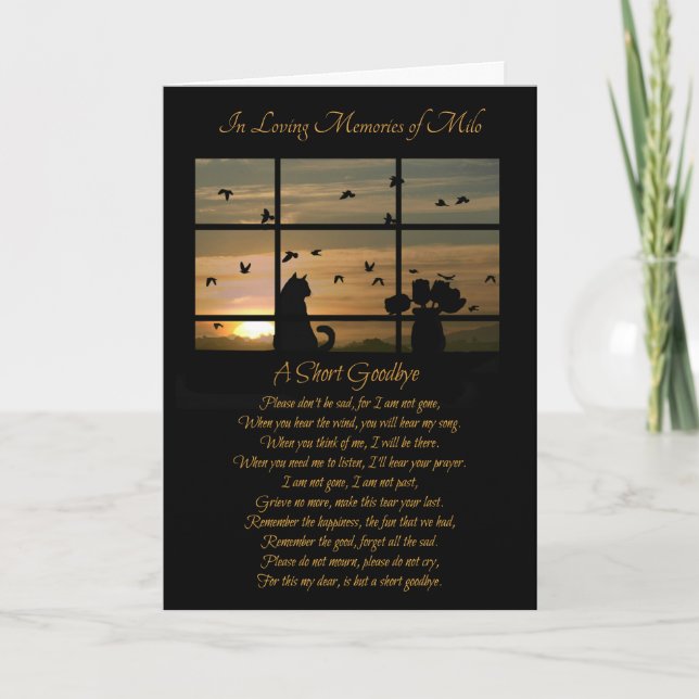 Cat Sympathy Custom Name Spiritual Poem Card (Front)