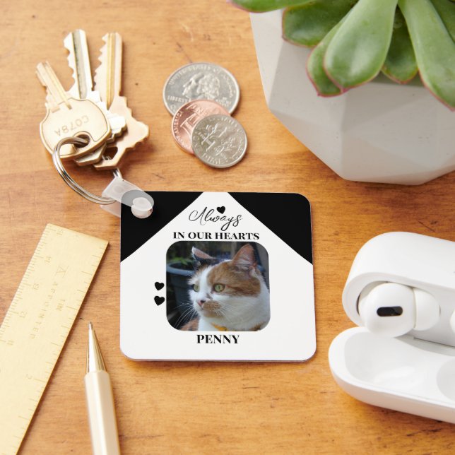 Cat Sympathy Keepsake Pet Memorial black Key Ring (Desk)