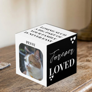 Cat Sympathy Keepsake Pet Memorial black photo Cube