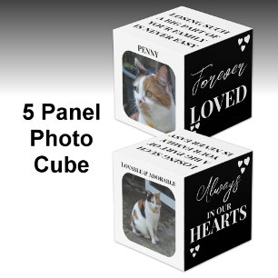 Cat Sympathy Keepsake Pet Memorial black photo Cube