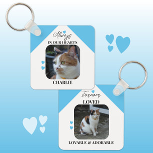 Cat Sympathy Keepsake Pet Memorial blue Key Ring