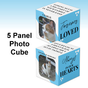 Cat Sympathy Keepsake Pet Memorial blue photo Cube