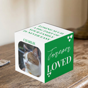 Cat Sympathy Keepsake Pet Memorial green photo Cube