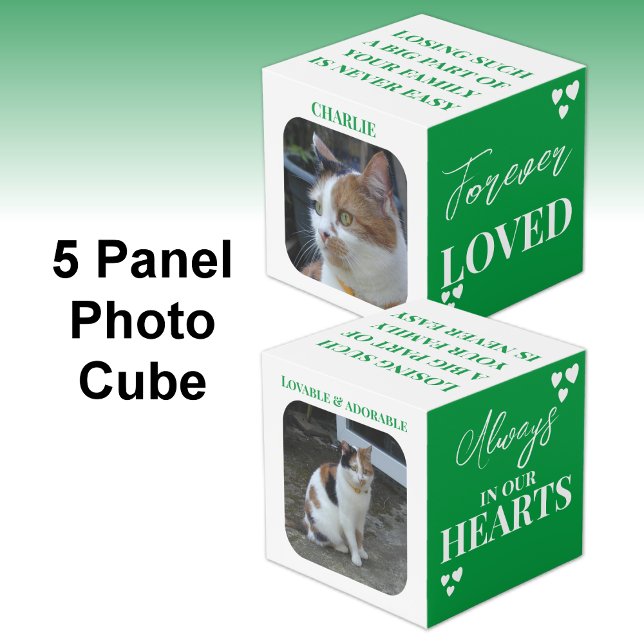 Cat Sympathy Keepsake Pet Memorial green photo Cube (Creator Uploaded)