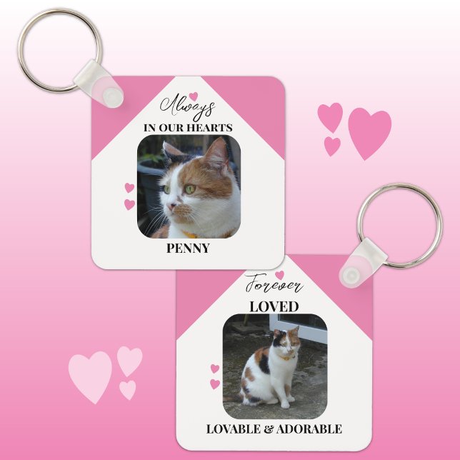 Cat Sympathy Keepsake Pet Memorial pink Key Ring (Creator Uploaded)