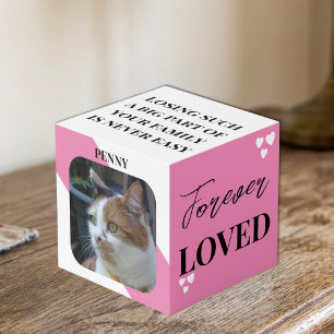 Cat Sympathy Keepsake Pet Memorial pink photo Cube