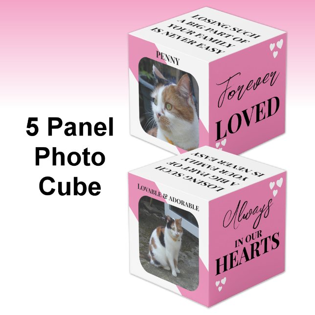 Cat Sympathy Keepsake Pet Memorial pink photo Cube (Creator Uploaded)