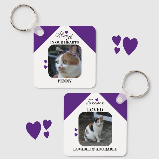 Cat Sympathy Keepsake Pet Memorial purple Key Ring (Creator Uploaded)
