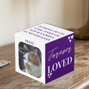 Cat Sympathy Keepsake Pet Memorial purple photo Cube