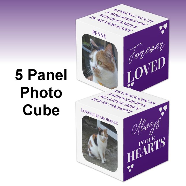 Cat Sympathy Keepsake Pet Memorial purple photo Cube (Creator Uploaded)