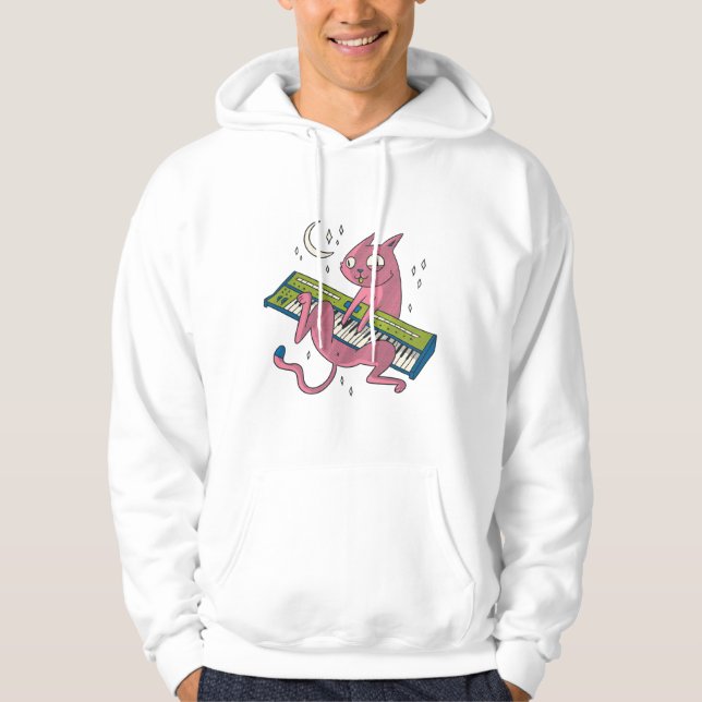 Cat Synth Synthesizer Music Keyboard Electronic Hoodie (Front)