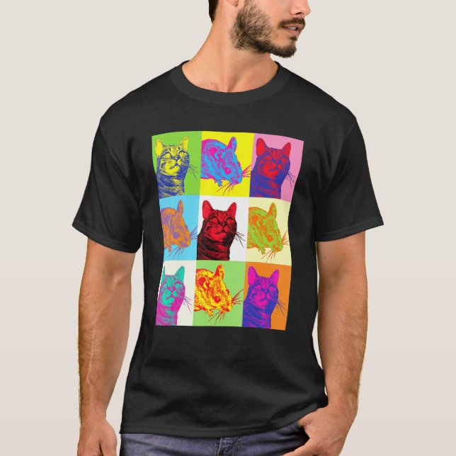 Cat T , Cat And Mouse Pop Ar , Cat Lover T-Shirt (Front)