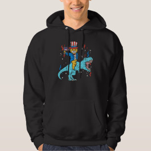 Cat T-Rex Dinosaur Us American Flag 4th Of July Fo Hoodie