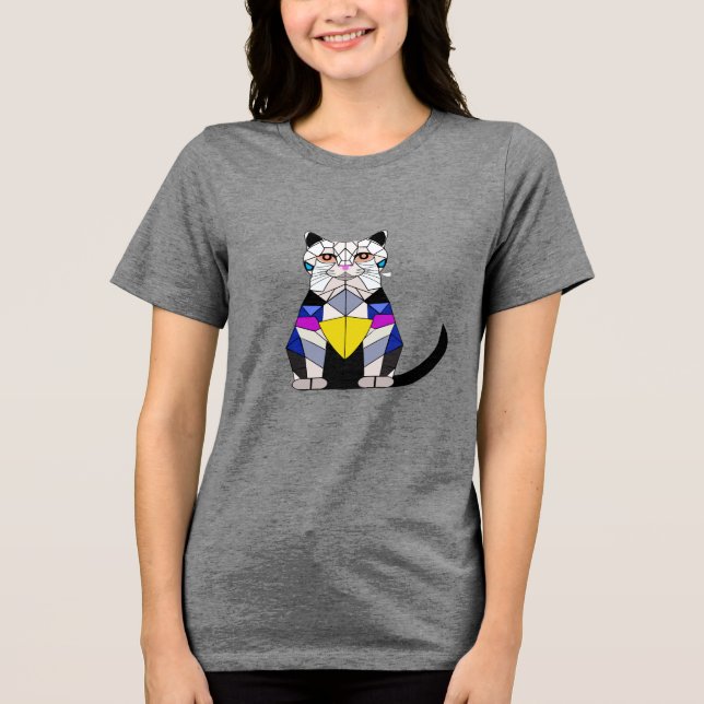 cat T-Shirt cat design Tri-Blend Shirt (Front)