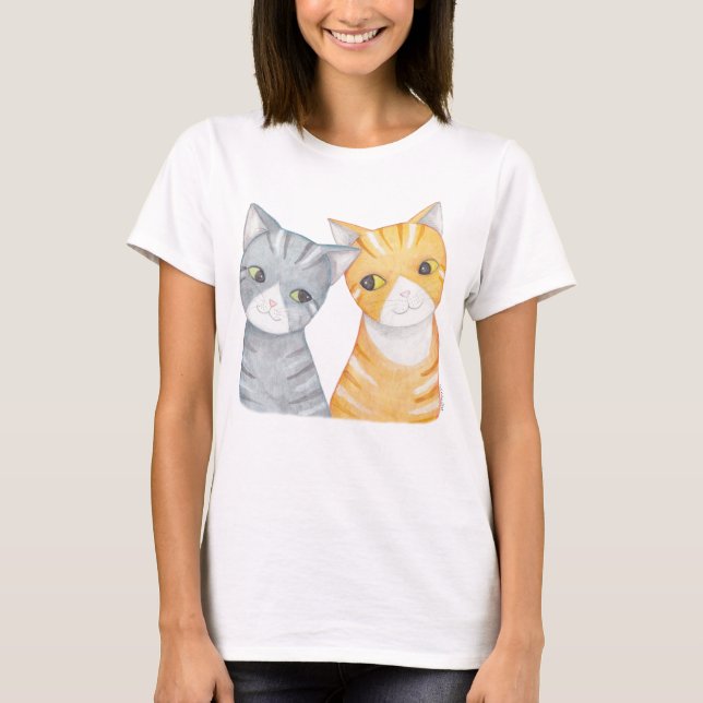Cat T-shirt Orange Tabby Grey tabby Cats T-shirt (Front)