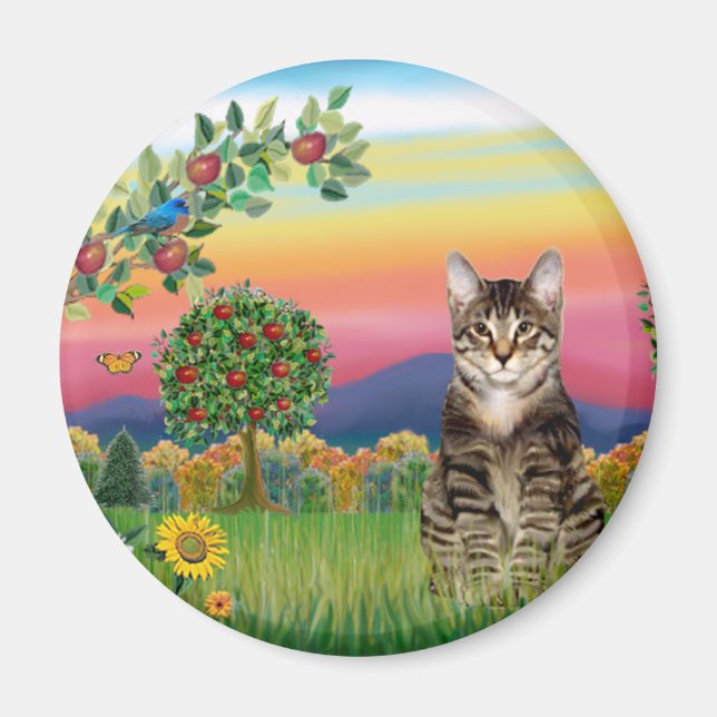 Cat (Tabby1) - Bright Country Magnet (Front)