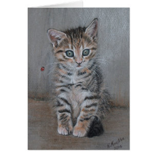 Cat, tabby kitten, just posing, fine art.