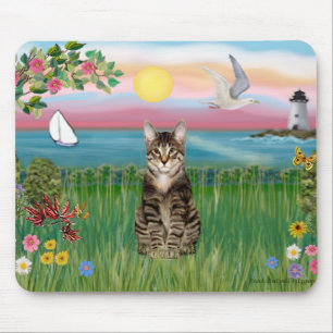 Cat (tabby) - Lighthouse Mouse Pad