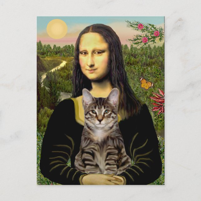 CAT (Tabby) - Mona Lisa Postcard (Front)