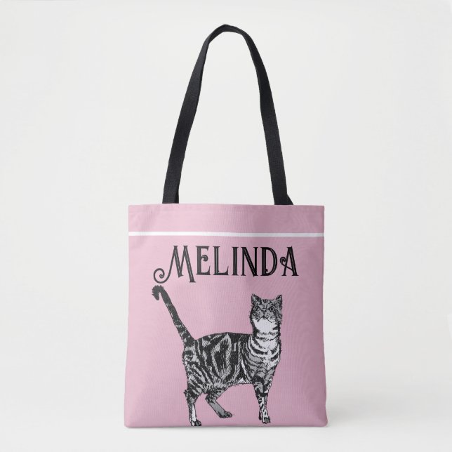 Cat Tabby Pastel Cats Kids Girls Light Pink Tote Bag (Front)