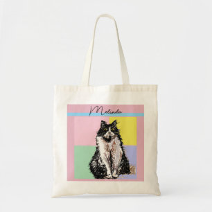 Cat Tabby Pastel Cats Kids Girls Light Pink Tote Bag