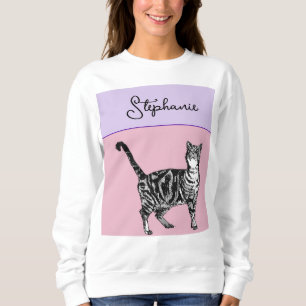 Cat Tabby Pastel Cats Womens Rose Pink Pets Sweatshirt