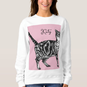 Cat Tabby Pastel Cats Womens Rose Pink Pets Sweatshirt