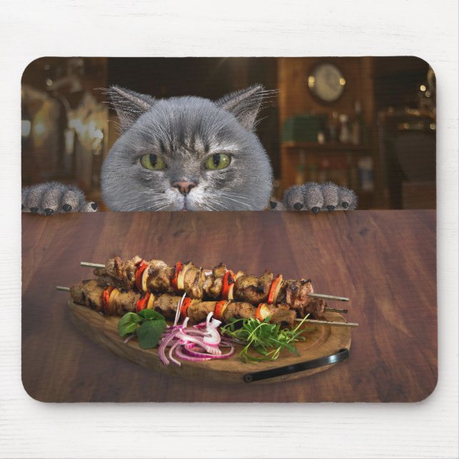 cat, table, animals mouse pad (Front)